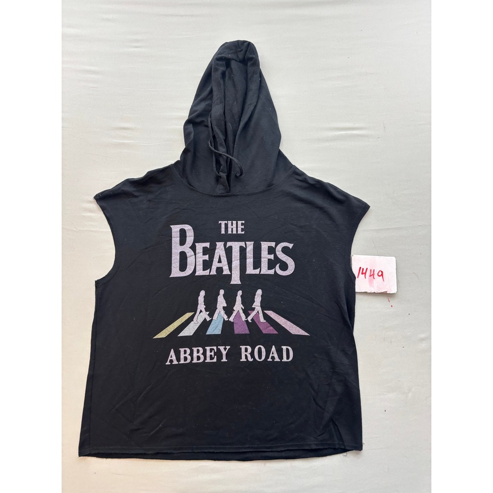 The Beatles Abbey Road Graphic Sleeveless Hoodie Vest Black Medium